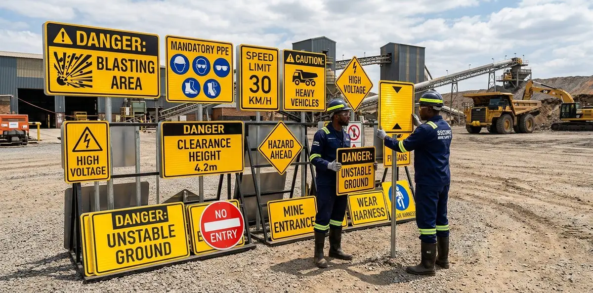 Mining and road safety signs