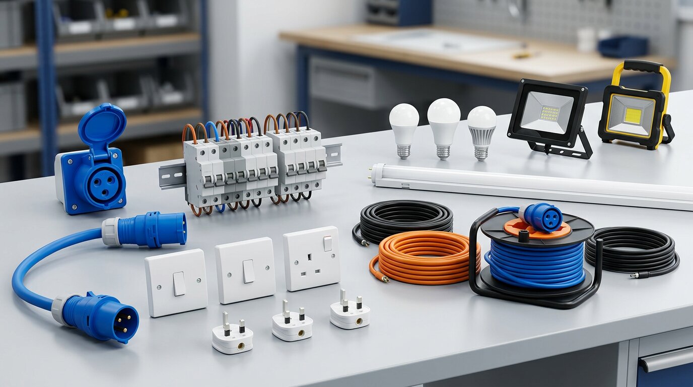 Single-phase electrical plugs, switches, and cables